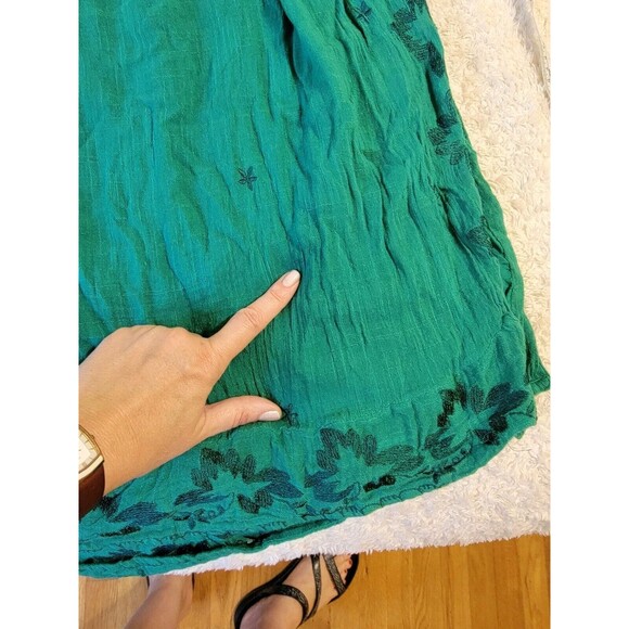 Anthropologie Bonnie Smocked Midi Dress Embroidered Green M Boho - Picture 11 of 11